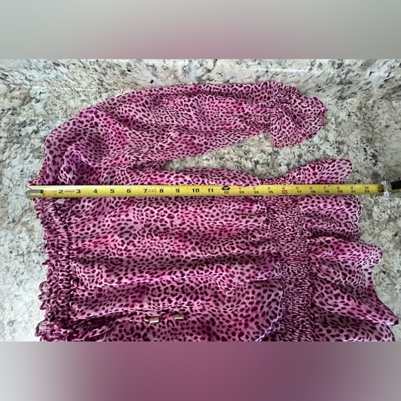 NWOT INC International Concepts Pink Leopard On/Off Shoulder Peplum Blouse Sz M - Picture 10 of 10